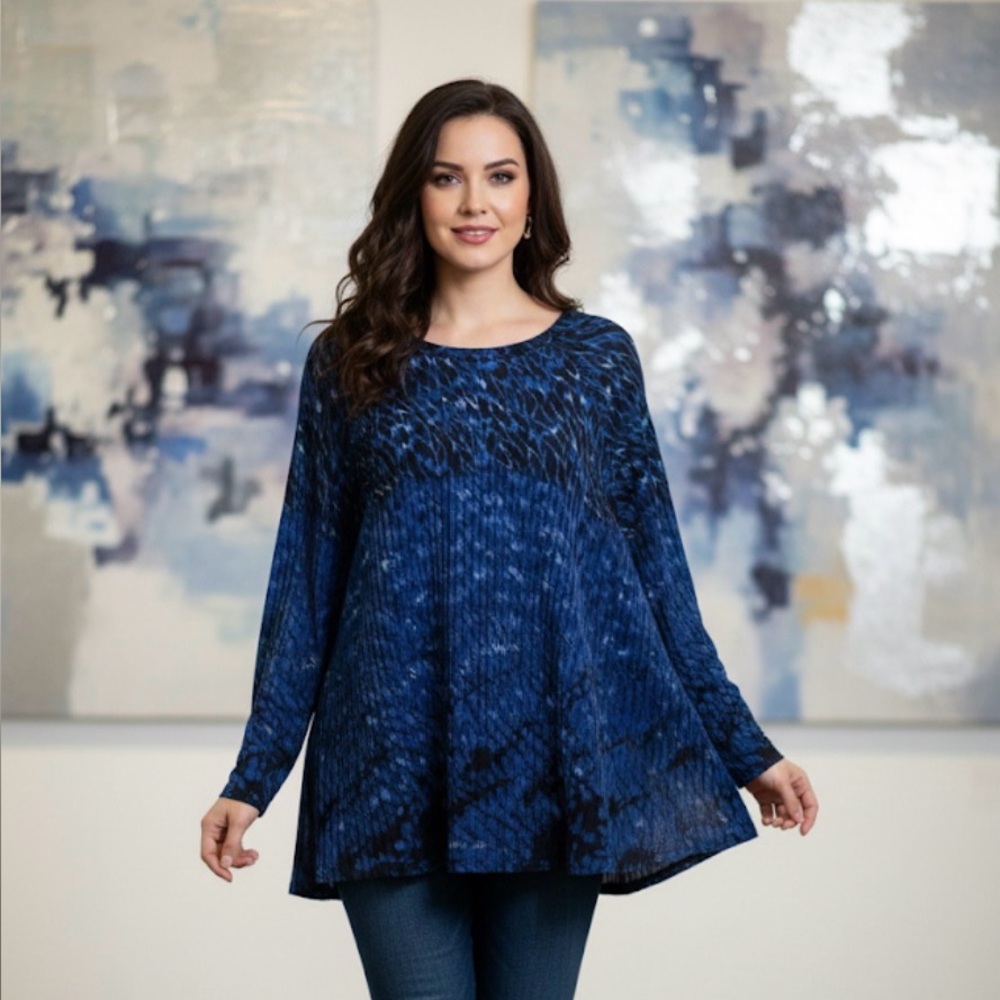 Rebecca Malone blue tunic blouse size 1X